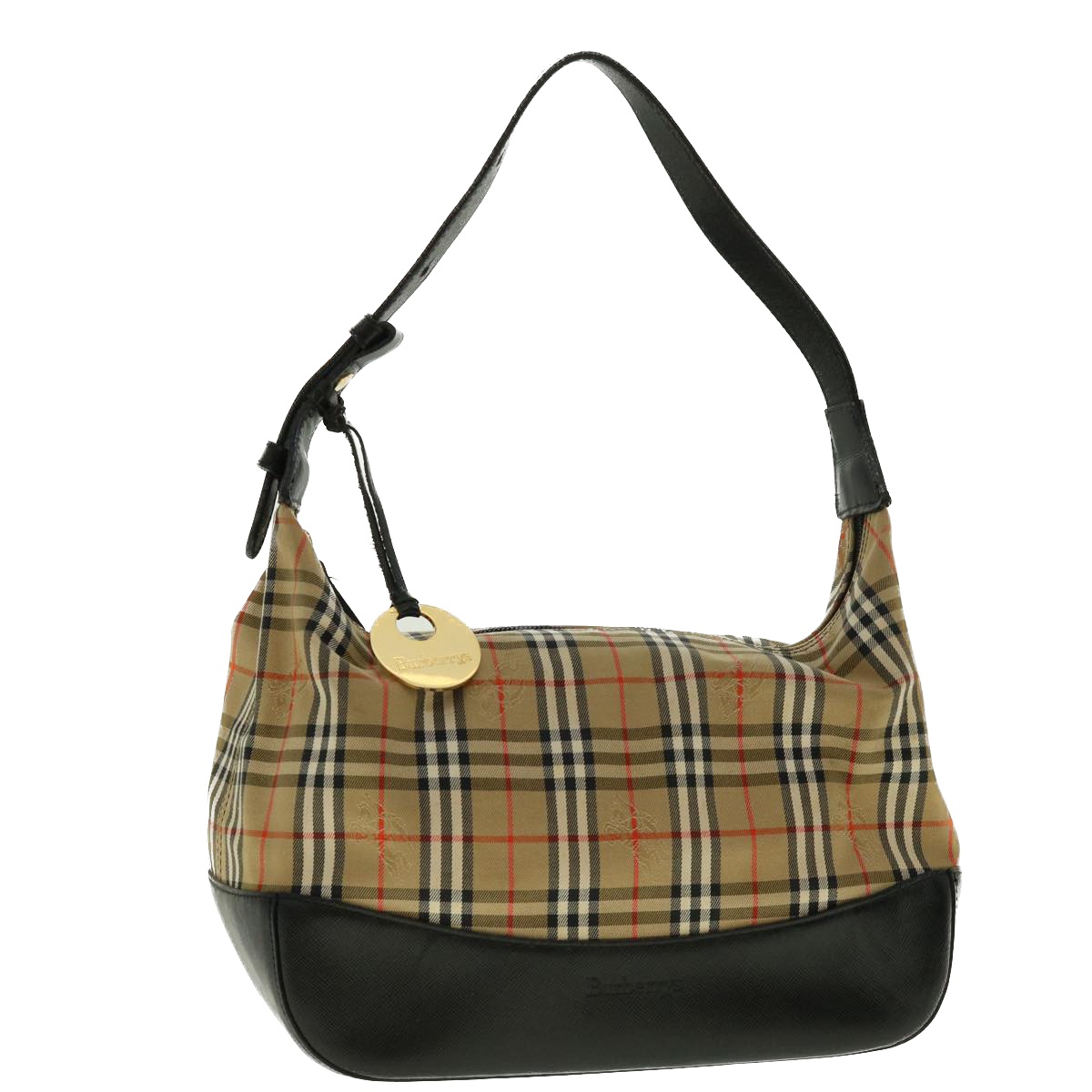 Burberryss Nova Check Hand Bag Nylon Leather Beige Auth 40354